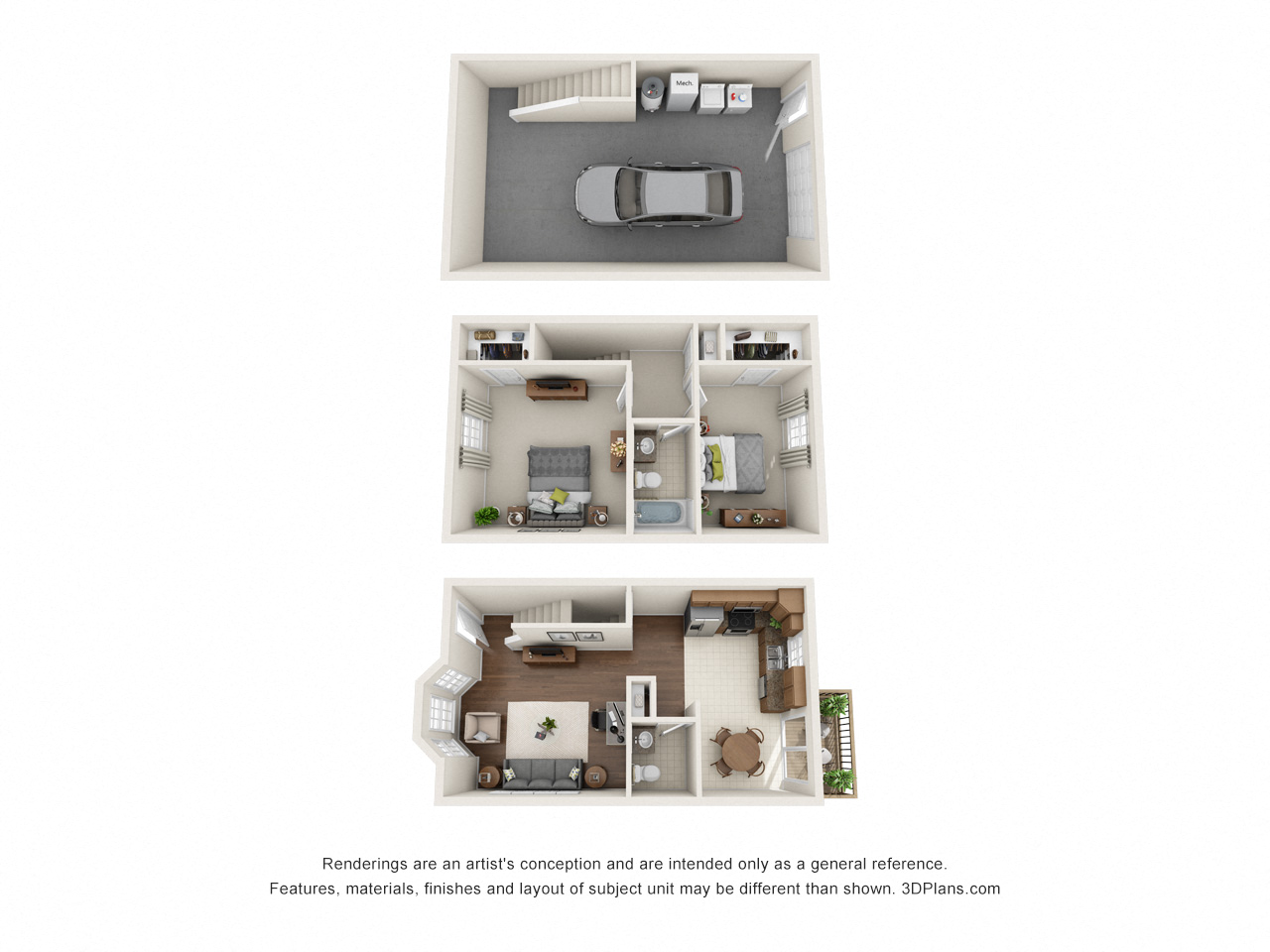 Floor plan for 2 beds, 2.5 baths, 1440 sqft